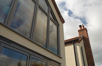 section of the rear of a modern farmhouse new build