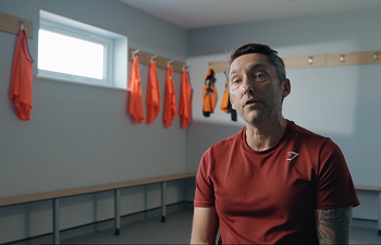 Club Vice Chariman, Matt Warren speaks to camera in new changing room